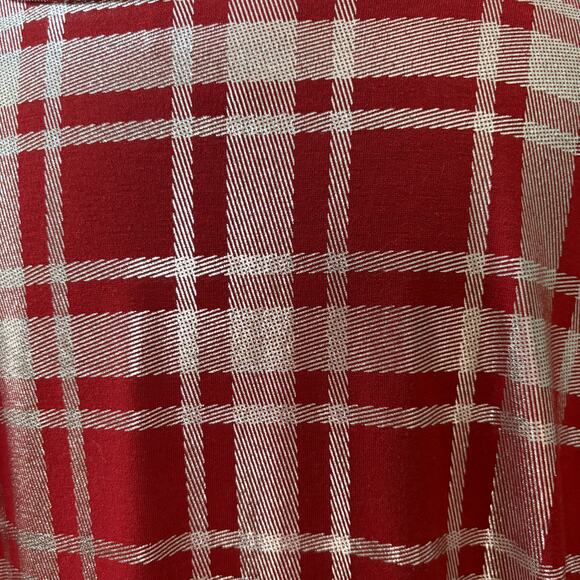LuLaRoe Julia Dress 3XL Red Silver Plaid Stretch Knit - Picture 4 of 12
